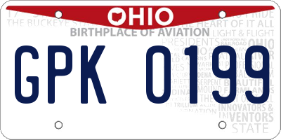 OH license plate GPK0199