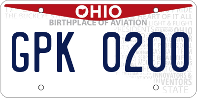 OH license plate GPK0200