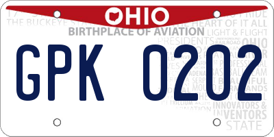 OH license plate GPK0202