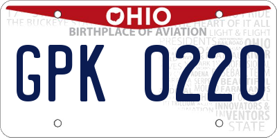 OH license plate GPK0220