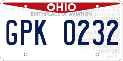 OH license plate GPK0232