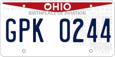 OH license plate GPK0244