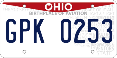 OH license plate GPK0253