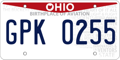 OH license plate GPK0255