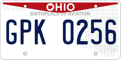 OH license plate GPK0256