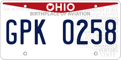 OH license plate GPK0258