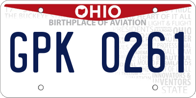 OH license plate GPK0261