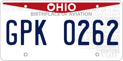 OH license plate GPK0262
