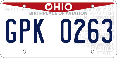 OH license plate GPK0263