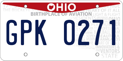 OH license plate GPK0271
