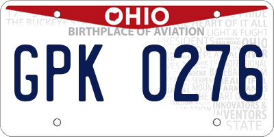 OH license plate GPK0276