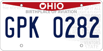 OH license plate GPK0282