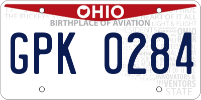 OH license plate GPK0284