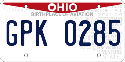 OH license plate GPK0285
