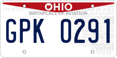 OH license plate GPK0291