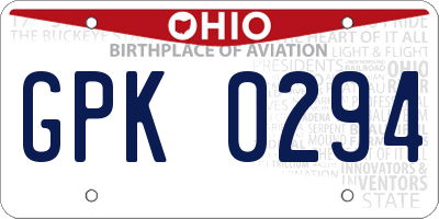 OH license plate GPK0294