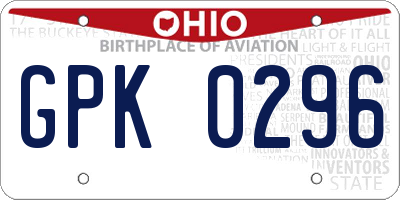 OH license plate GPK0296