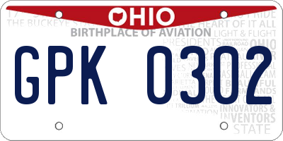 OH license plate GPK0302