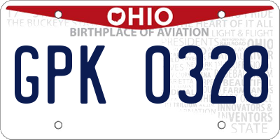 OH license plate GPK0328