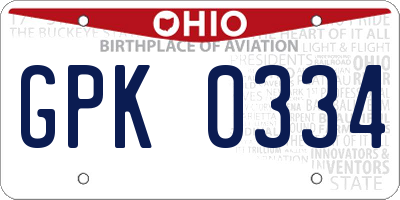OH license plate GPK0334