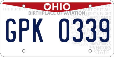 OH license plate GPK0339