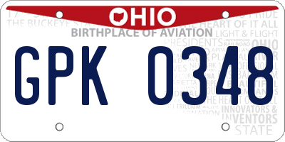 OH license plate GPK0348
