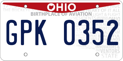 OH license plate GPK0352