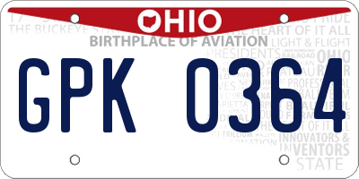 OH license plate GPK0364