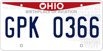 OH license plate GPK0366