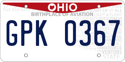 OH license plate GPK0367