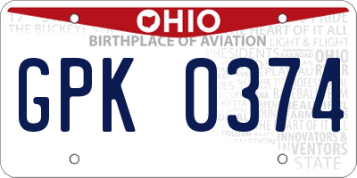 OH license plate GPK0374