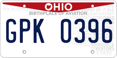 OH license plate GPK0396