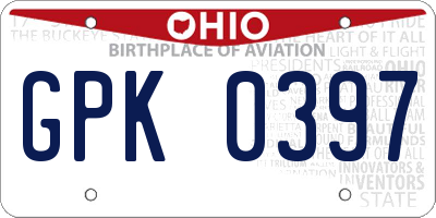 OH license plate GPK0397