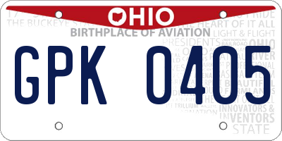OH license plate GPK0405