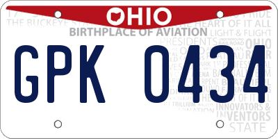 OH license plate GPK0434
