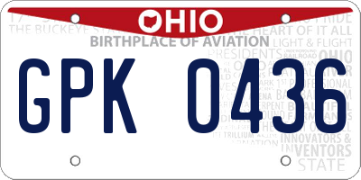 OH license plate GPK0436