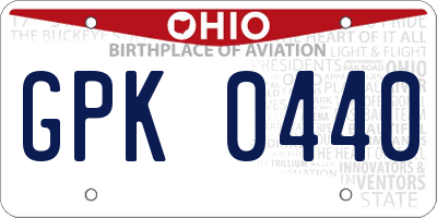 OH license plate GPK0440