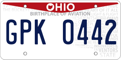 OH license plate GPK0442