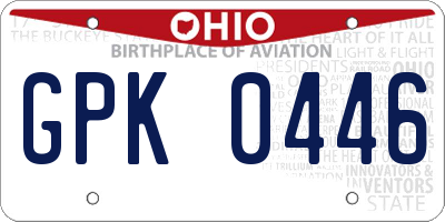 OH license plate GPK0446