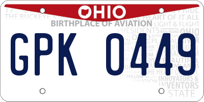 OH license plate GPK0449