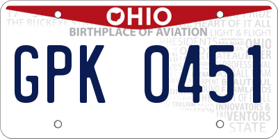 OH license plate GPK0451