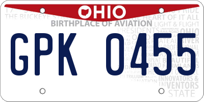 OH license plate GPK0455