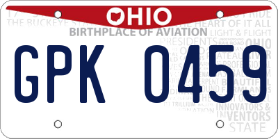 OH license plate GPK0459