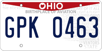 OH license plate GPK0463