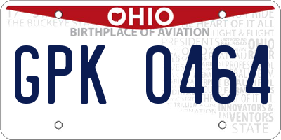 OH license plate GPK0464