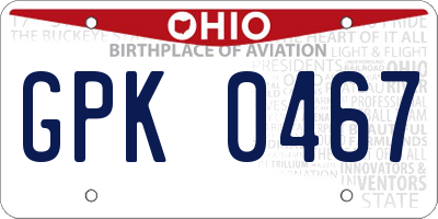 OH license plate GPK0467