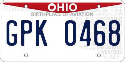 OH license plate GPK0468