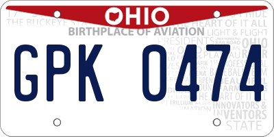 OH license plate GPK0474