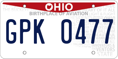 OH license plate GPK0477