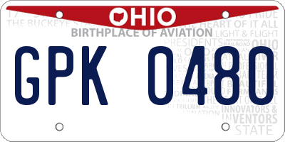 OH license plate GPK0480